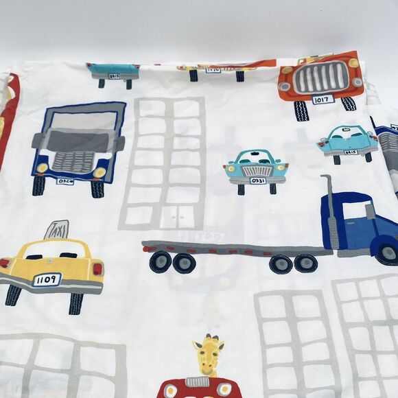 Pottery Barn Kids Transportation Themed Twin Flat Sheet Taxi Car Truck Zoo Bus - Picture 3 of 8